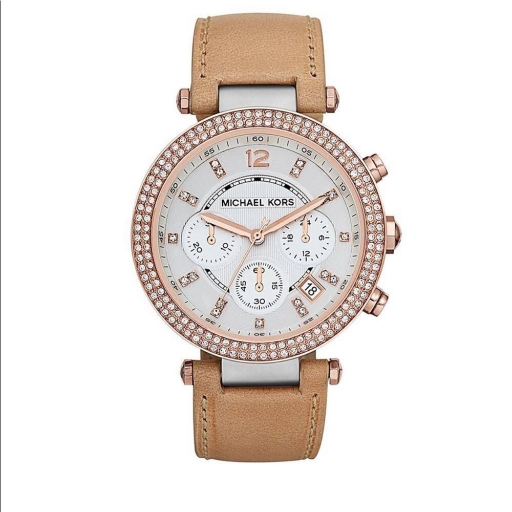 MICHAEL KORS LEATHER PARKER WATCH